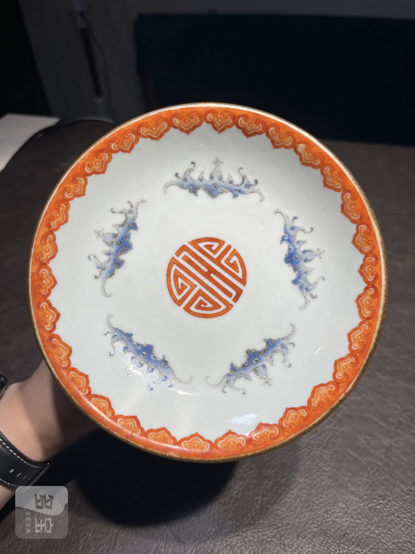 清乾隆 洋彩描金缠枝宝相花觚式供盘一对 - 图4